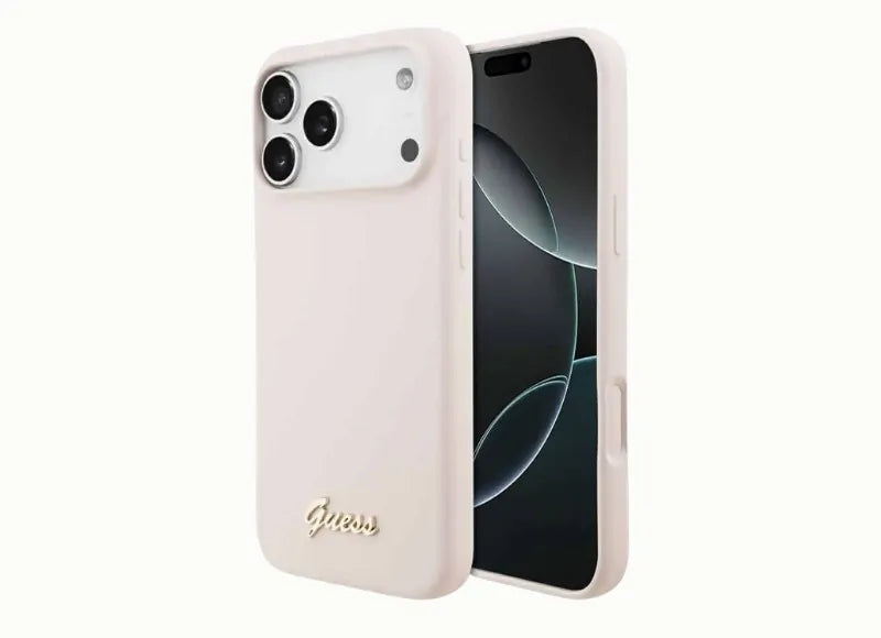GUESS SILICONE SCRIPT METAL LOGO MAGSAFE ΓΙΑ IPHONE 17 PRO MAX ΘΗΚΗ KINHTOY (PINK)
