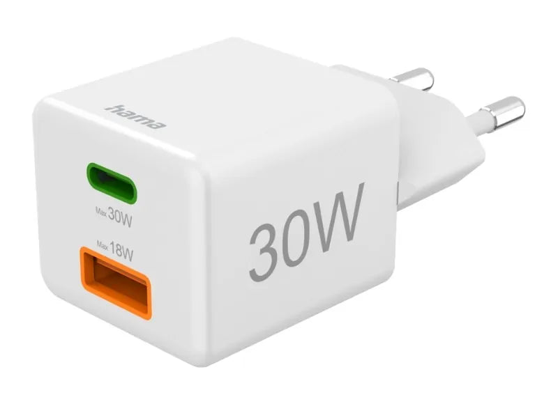 HAMA 1xUSB-C 1xUSB-A MINI FAST CHARGER PD 30W ΟΙΚΙΑΚΟΣ ΦΟΡΤΙΣΤΗΣ (WHITE)