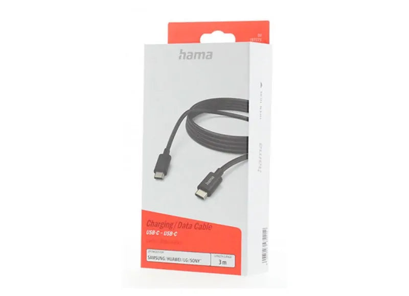 HAMA CHARGING/DATA CABLE 1M TYPE-C - USB 3.1 (BLACK)