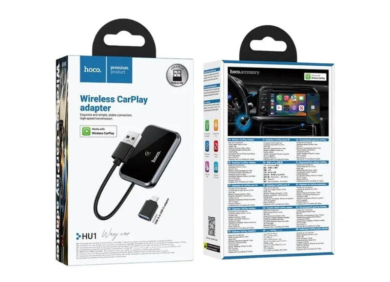 HOCO HU1 WIRELESS CARPLAY ADAPTER ΑΝΤΑΠΤΟΡΑΣ (METAL GREY)