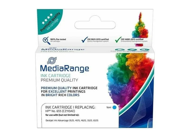 INKJET MEDIARANGE ΣΥΜΒΑΤΟ ΓΙΑ ΕΚΤΥΠΩΤΕΣ HP (CYAN) (NO.655)