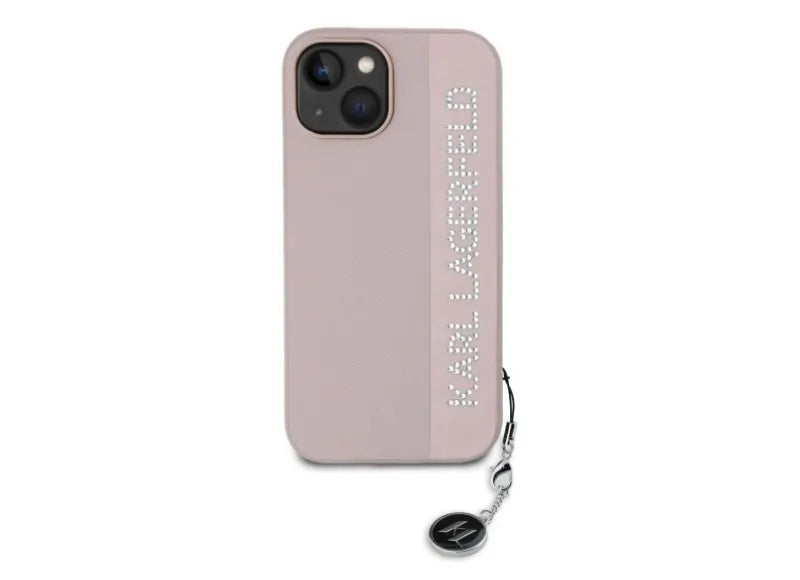 KARL LAGERFELD SAFFIANO RHINESTONES IPHONE 15/14/13 ΘΗΚΗ ΚΙΝΗΤΟΥ (PINK)