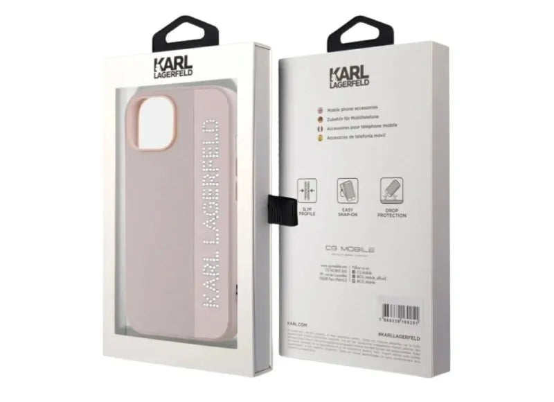 KARL LAGERFELD SAFFIANO RHINESTONES IPHONE 15/14/13 ΘΗΚΗ ΚΙΝΗΤΟΥ (PINK)