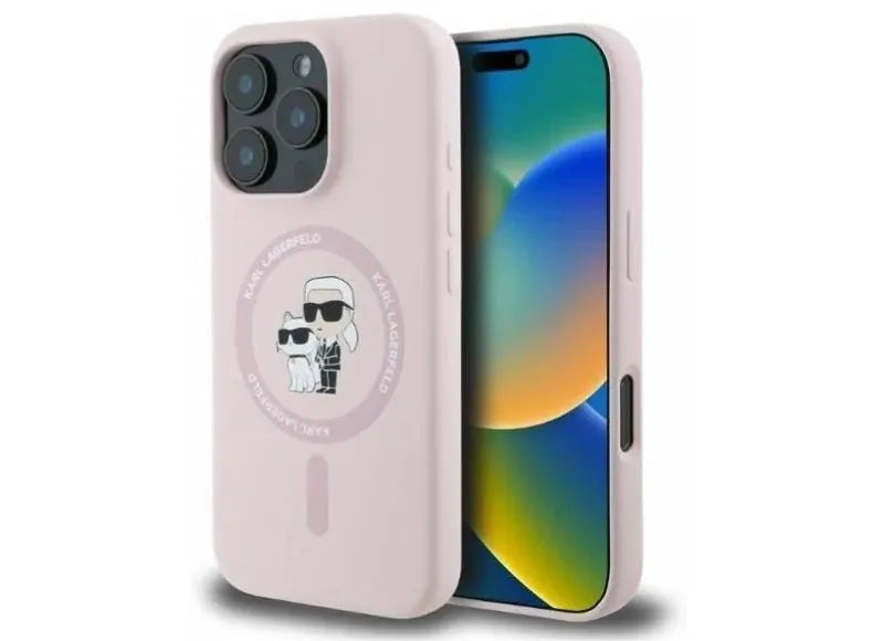 KARL LAGERFELD SILICONE RING KARL & CHOUPETTE MAGSAFE CASE FOR IPHONE 16 PRO MAX PINK