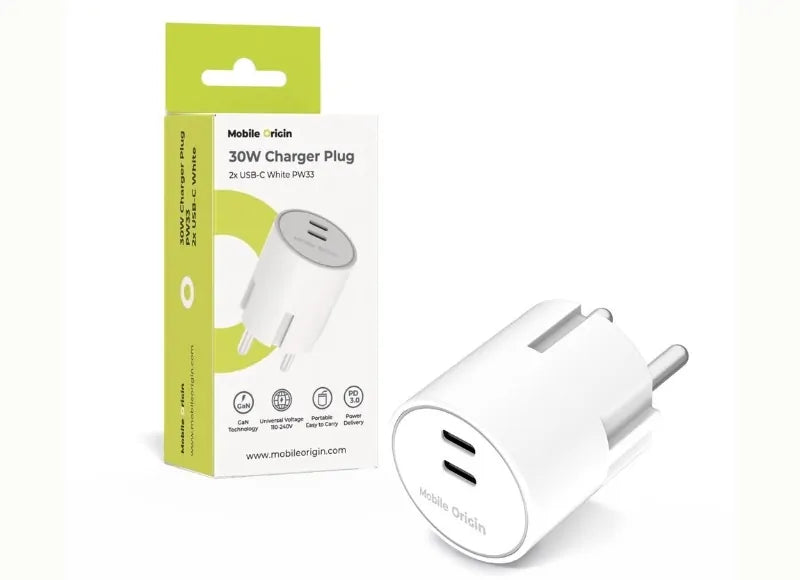 MOBILE ORIGIN 30W ΦΟΡΤΙΣΤΗΣ ΤΑΞΙΔΙΟΥ PW33 2X USB-C (WHITE)