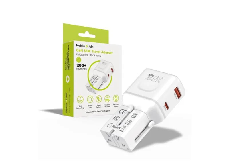 Mobile Origin Φορτιστής Ταξιδιού 35W EU/US/UK/Au PW25 Λευκό