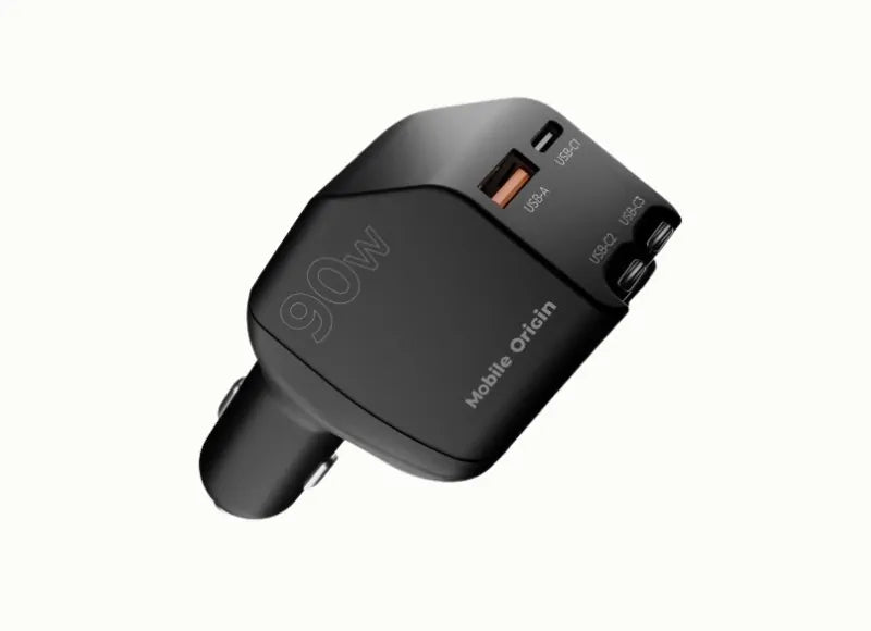 MOBILE ORIGIN 90W 2xUSB-C, USB-A CAR CHARGER (BLACK)