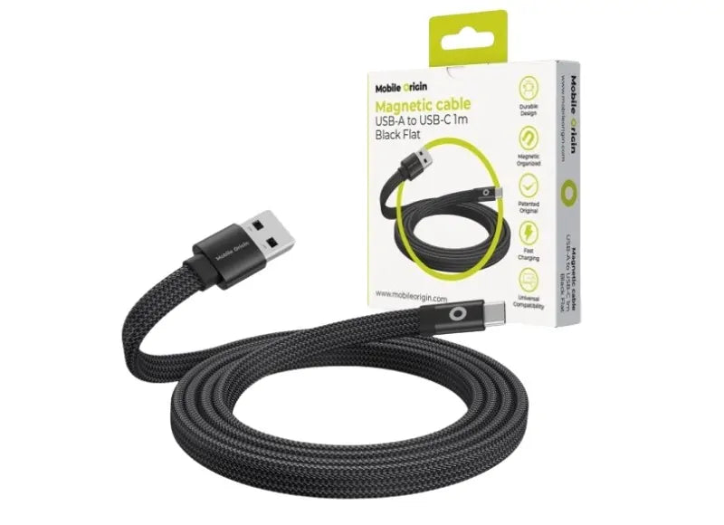 MOBILE ORIGIN MAGNETIC FLAT PATENTED CABLE A TO C 1M CHARGING CABLE (BLACK)