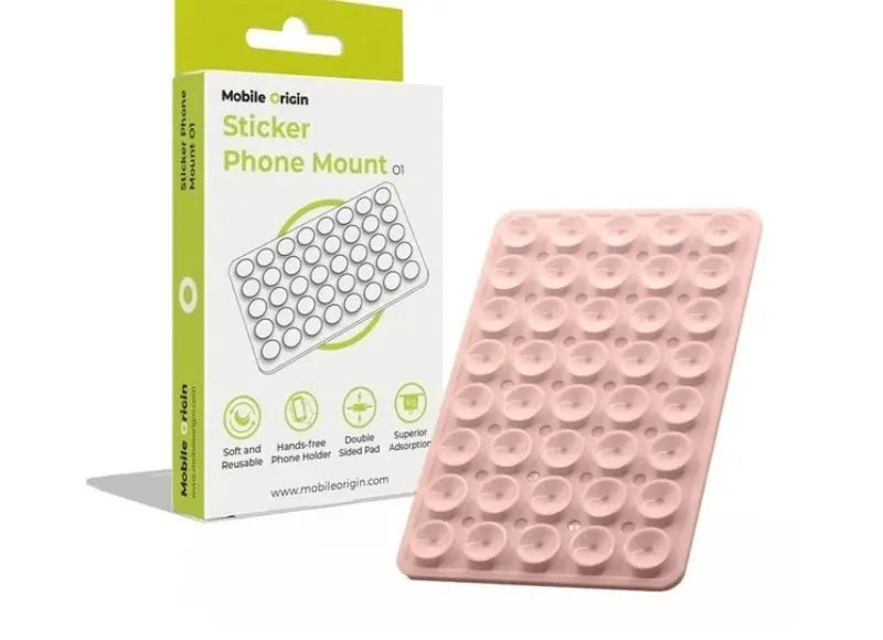 Mobile Origin Βάση Sticker Mount O1 Phone Mount With Suction Cups Ανοιχτό Ροζ