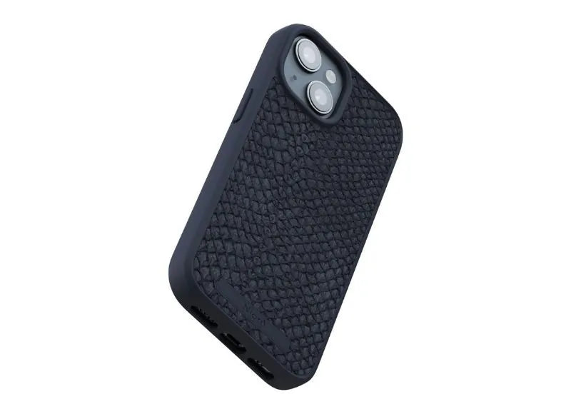 NJORD IPHONE 15 PLUS CASE SALMON LEATHER MAGSAFE (BLACK)