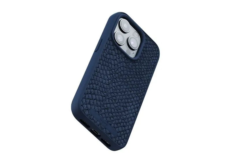 NJORD IPHONE 15 PRO CASE SALMON LEATHER MAGSAFE (BLUE)