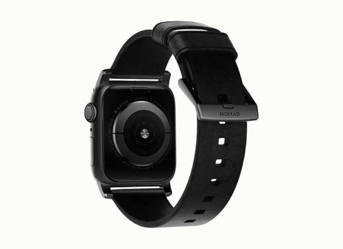 Nomad Strap Modern Leather Band for Apple Watch 42/44mm Black / Silver Hardware