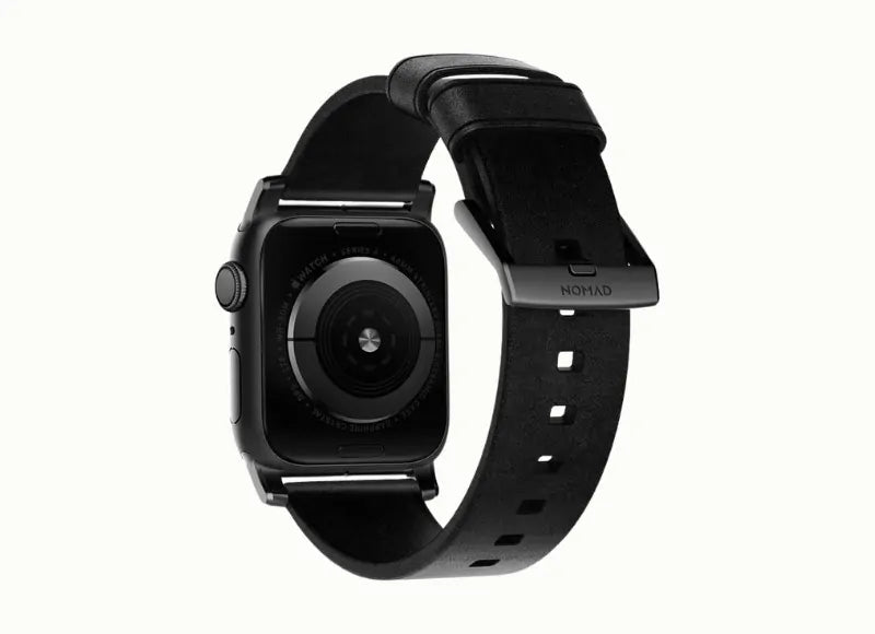 Nomad Strap Modern Leather Band for Apple Watch 42/44mm Black / Silver Hardware