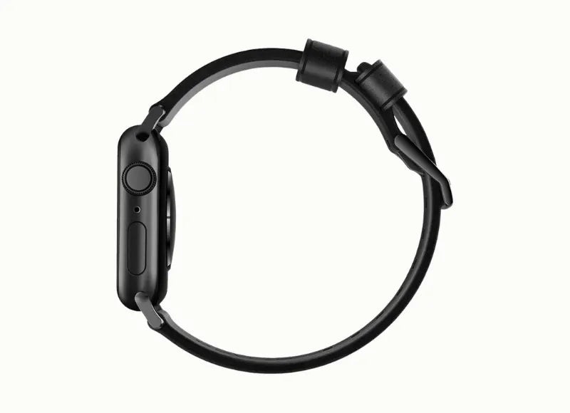 Nomad Strap Modern Leather Band for Apple Watch 42/44mm Black / Silver Hardware