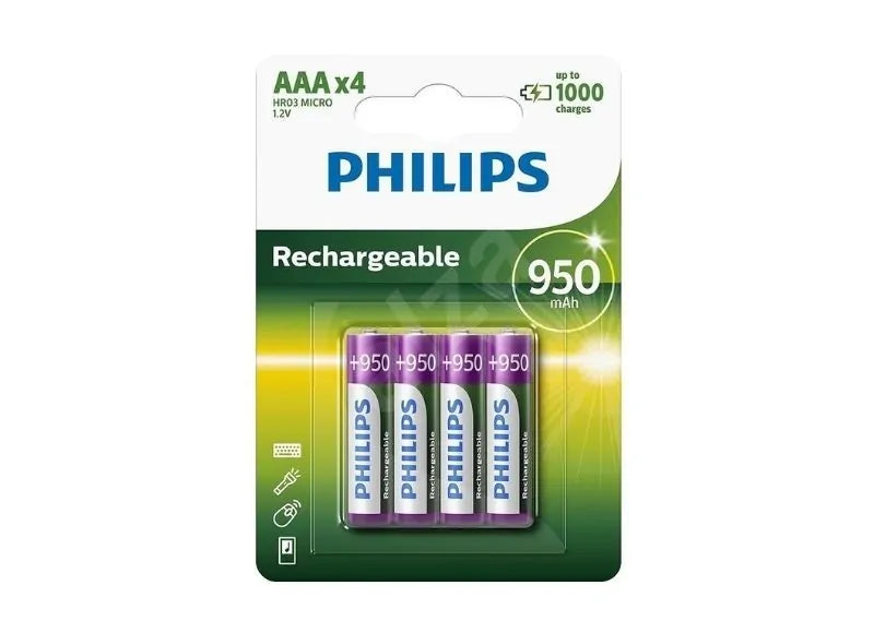 PHILIPS AKKU RECHARGEABLE BATTERY 950MAH - AAA (4τεμ.)