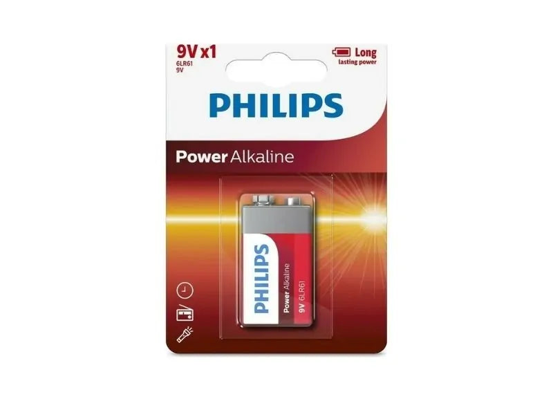 PHILIPS POWER ALKALINE BATTERY 9V - 6LR61 (1τεμ.)