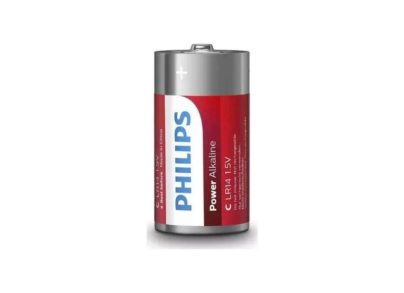 PHILIPS POWER ALKALINE BATTERY 1.5V - C / LR14 (2τεμ.)