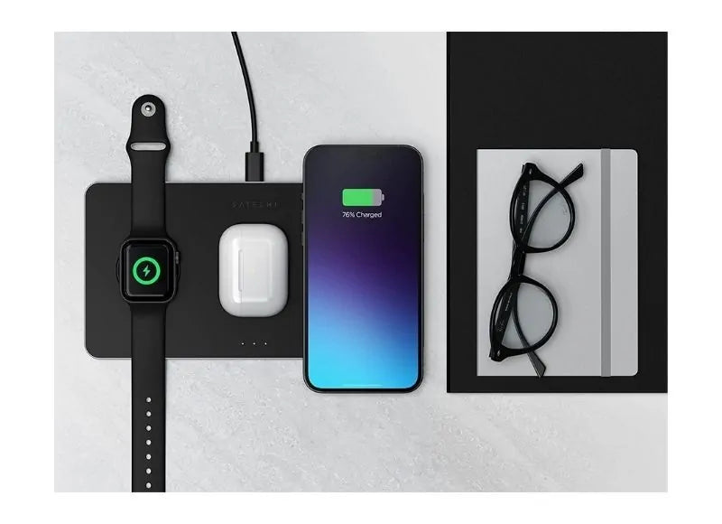 SATECHI WIRELESS CHARGING PAD (24W) & TYPE C CABLE - 3IN1 (BLACK)