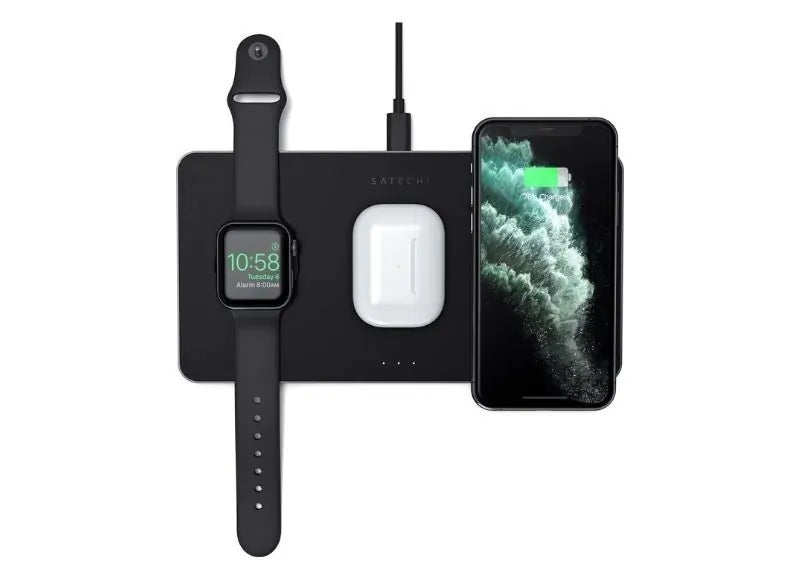 SATECHI WIRELESS CHARGING PAD (24W) & TYPE C CABLE - 3IN1 (BLACK)