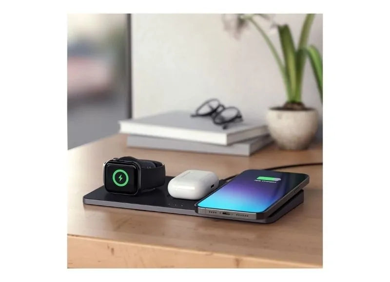 SATECHI WIRELESS CHARGING PAD (24W) & TYPE C CABLE - 3IN1 (BLACK)