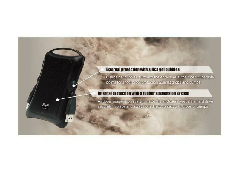 Silicon Power External Drive Sp HDD External 1TB A30 Anti-Shock Black