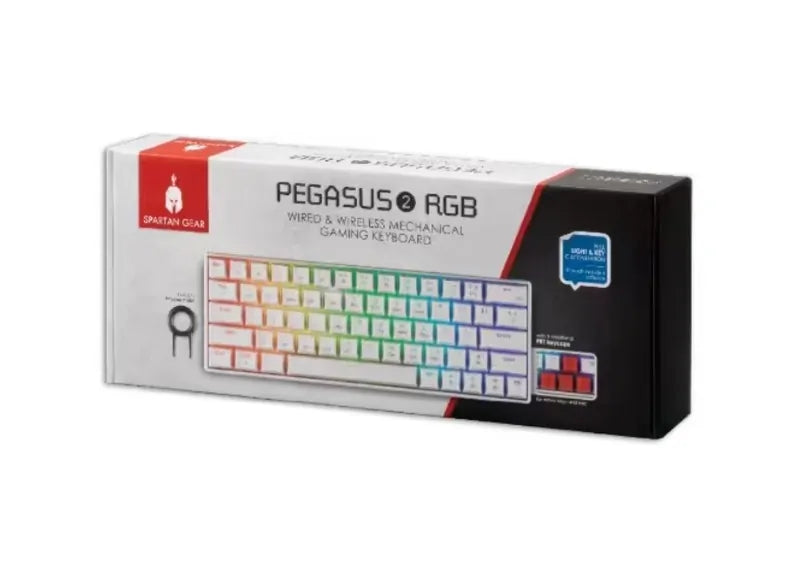 Spartan Gear Ασύρματο Πληκτρολόγιο Pegasus 2 RGB 63 Keys, Wired/ Λευκό