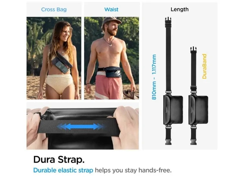 SPIGEN AQUA SHIELD A620 IPX8 WATERPROOF WAIST BAG (BLACK)