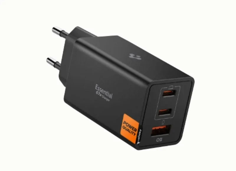 Spigen Fast Charger Arcstation Essential EE673EU 67W 3 Ports USB-C / USB-A PD 3.0 Pps Black