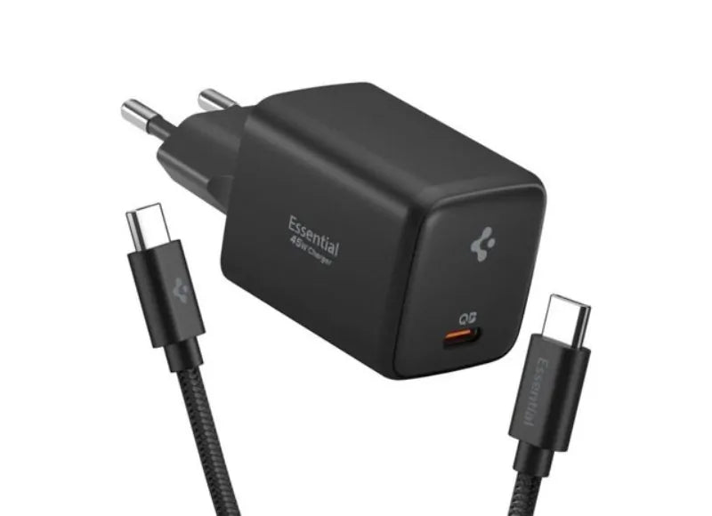 SPIGEN EE451EU ESSENTIAL USB-C 45W WITH CABLE USB-C CHARGER BLACK