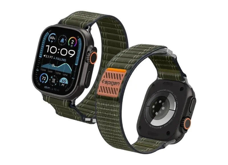 SPIGEN FABRIC BAND HOOK & LOOP FOR APPLE WATCH 49/46/45/44MM STRAP (GREEN)
