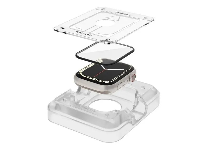 Spigen Glass Screen Protector Hybrid Full Cover for Apple Watch 45mm 2PACK Black
