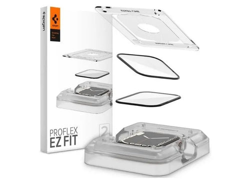 Spigen Glass Screen Protector Hybrid Full Cover for Apple Watch 45mm 2PACK Black