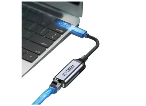 Tech-Protect Adapter Ultraboost USB-C to Ethernet RJ45 1000Mbps Black
