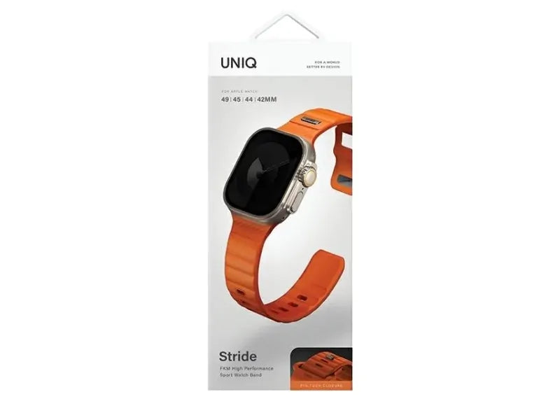 UNIQ STRIDE FKM RUBBER STRAP FOR APPLE WATCH 49/45/44/42MM SMARTWATCH STRAP (ORANGE)