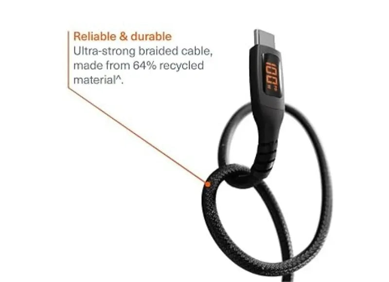 USB-C TO USB-C CHARGING CABLE 100W WITH LED DISPLAY 1M