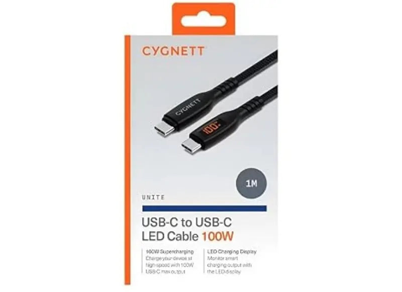 USB-C TO USB-C CHARGING CABLE 100W WITH LED DISPLAY 1M