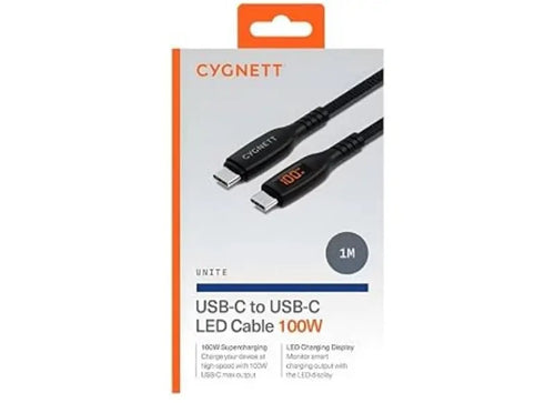 Cygnett Cable USB-C to USB-C 100W with LED Display 1m