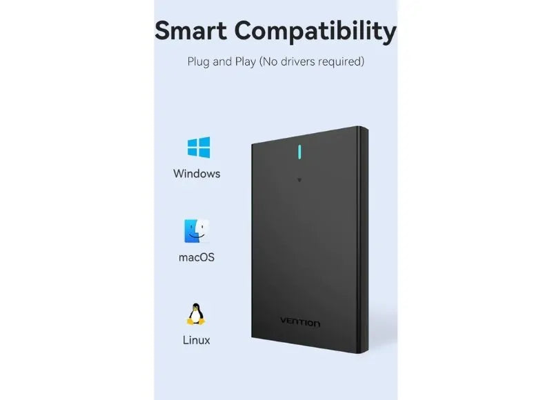 VENTION Case for 2.5" SATA Hard Drive with USB 3.1 connection (BLACK)
