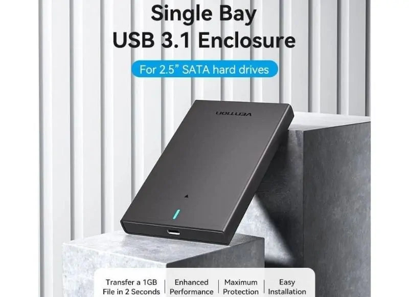 VENTION Case for 2.5" SATA Hard Drive with USB 3.1 connection (BLACK)