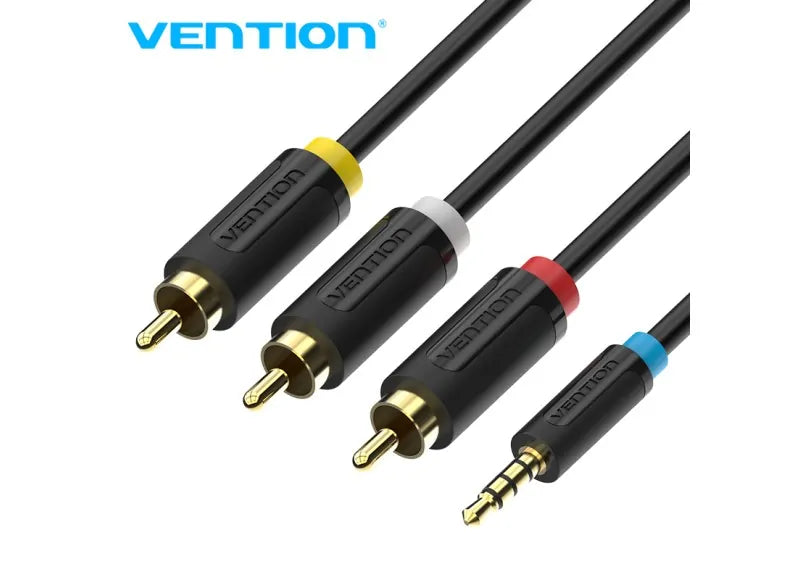 VENTION 2.5MM MALE TO 3 RCA MALE AV CABLE 2M (BLACK)
