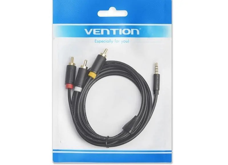 VENTION 2.5MM MALE TO 3xRCA MALE AV CABLE 1.5M (BLACK)