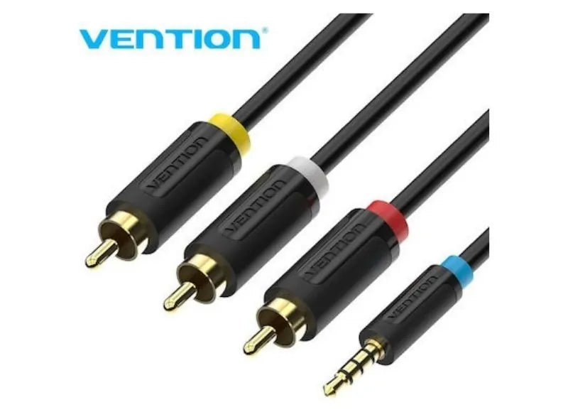 VENTION 2.5MM MALE TO 3xRCA MALE AV CABLE 1.5M (BLACK)