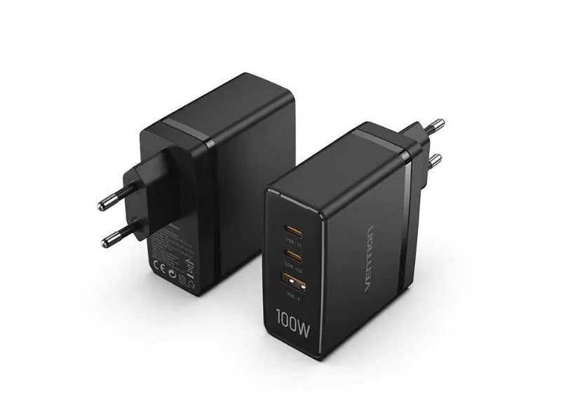 Vention Φορτιστής 3-Port USB C+C+A GaN 100W/100W/30W Μαύρο