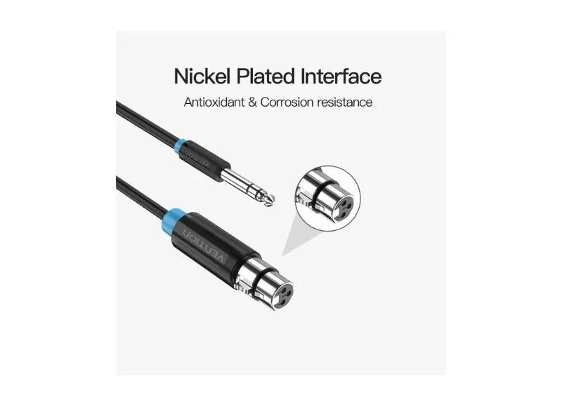 VENTION 6.35MM TRS MALE TO XLR FEMALE AUDIO CABLE 1.5M BLACK