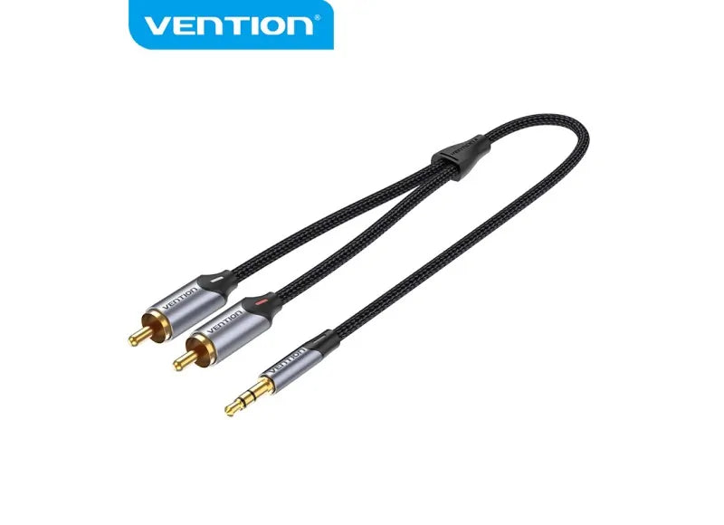 VENTION ADAPTER CABLE (2M) 3.5MM MALE TO 2-MALE RCA (GRAY ALUMINUM)