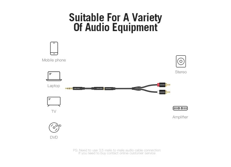 VENTION AUDIO CABLE 2M - 3.5MM FEMALE TO 2RCA MALE (METAL BLACK)