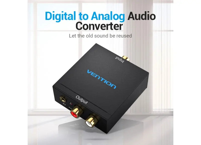 VENTION AUDIO OPTICAL CONVERTER - FIBER/COAXIAL DIGITAL AUDIO TO 3.5MM/2RCA (BLACK)