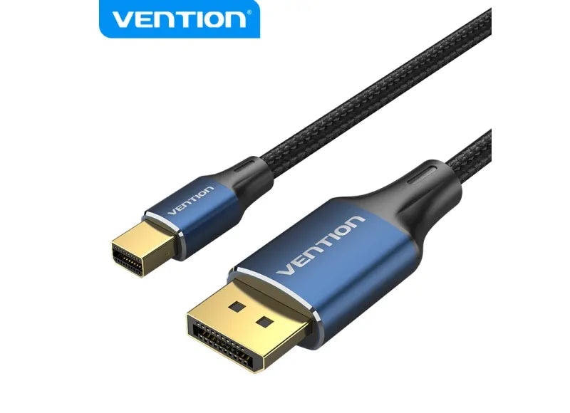 VENTION COTTON BRAIDED CABLE MINI DP MALE TO DP MALE (2M, 8K) (ALUMINUM BLUE)