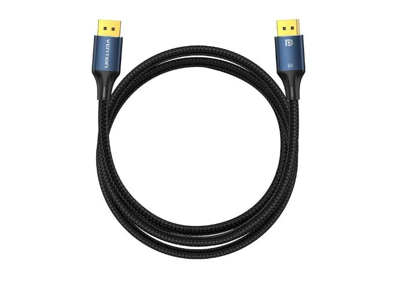 VENTION COTTON BRAIDED DISPLAY PORT TO DISPLAY PORT CABLE 2.1 8K 3M (ALUMINIUM BLUE)