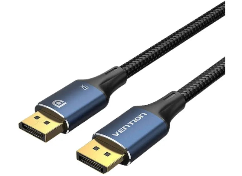 Vention Καλώδιο Εικόνας Cotton Braided Male To Male 8K 1.5m Display Port Μπλε